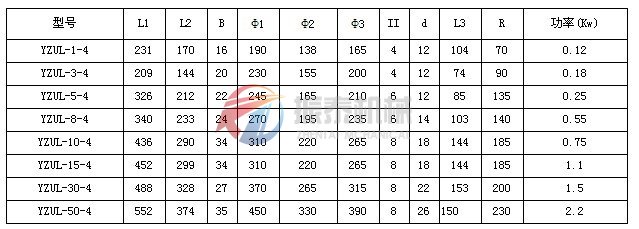 立式振动电机技术参数